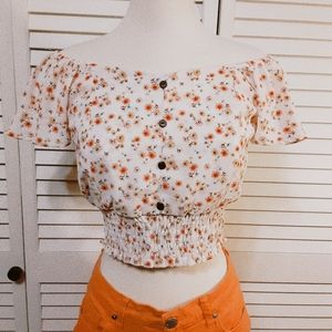 Monteau Floral "Off the Shoulder" Crop Top